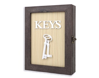 Wooden Key Box - Brown Key Box - Vintage Key Box - Key Holder - Key Box for Wall – Rustic Key Box  - Key Sorter -  Key Box Storage