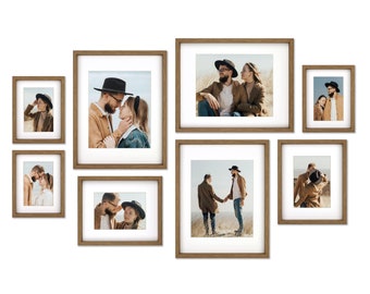 8 Piece Gallery Wall Frame Set "Dis"-Rustic Photo Frame Set with Mat-Farmhouse Assorted Picture Frames-Picture Frame Set for Wall Collage