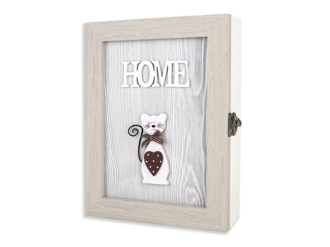 Wooden Key Box Gray Key Box Key Holder Key Box for Wall Rustic Key Box ...