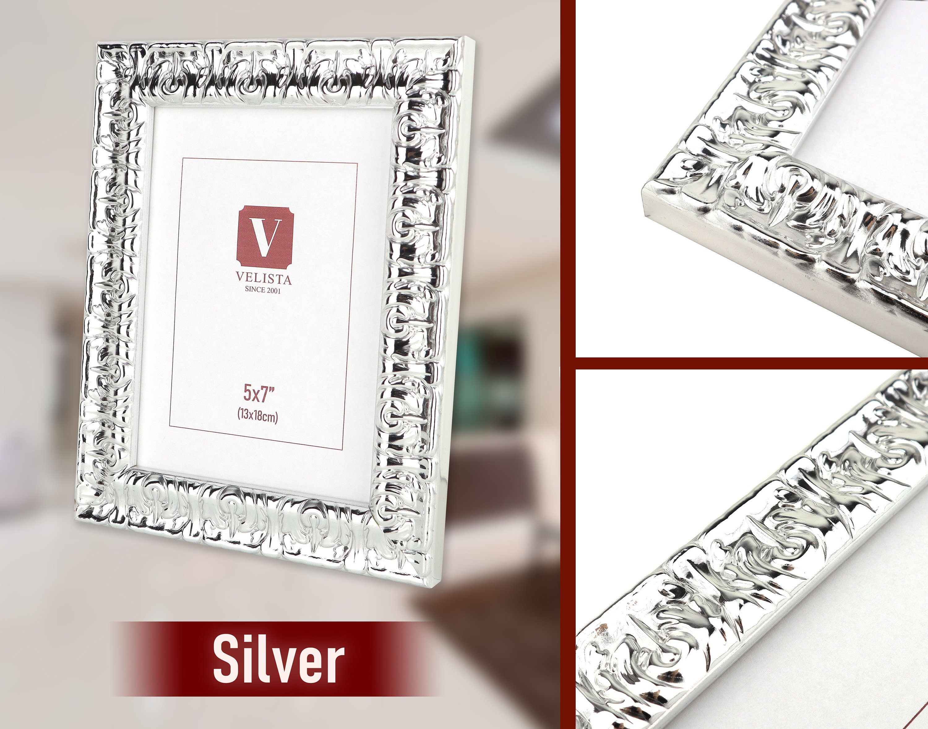 華やかなゴールドのフォトフレーム 4 個セット - バロック スタイルの