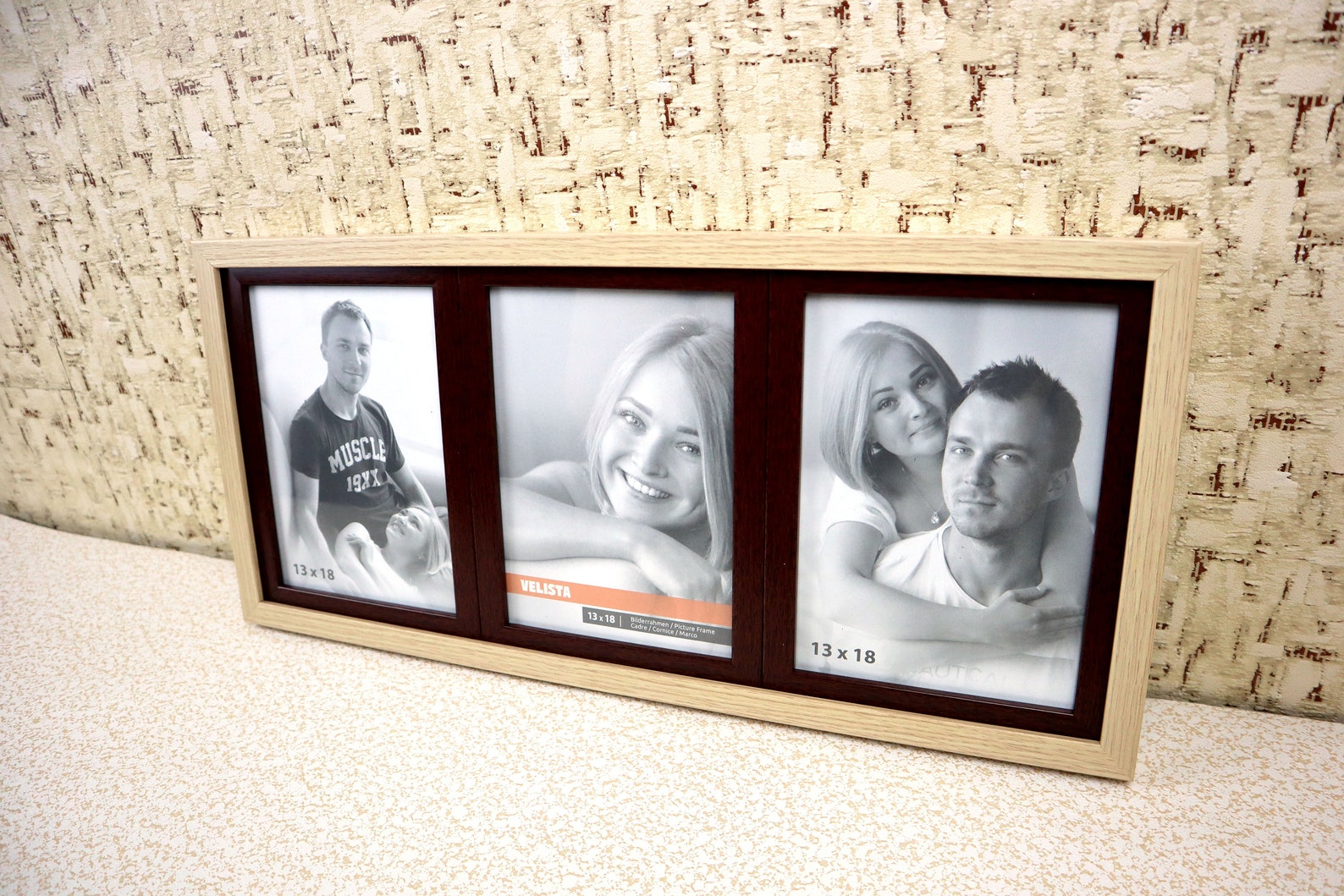 Brown Collage Picture Frame With 3 Openings Photo Collage Etsy
