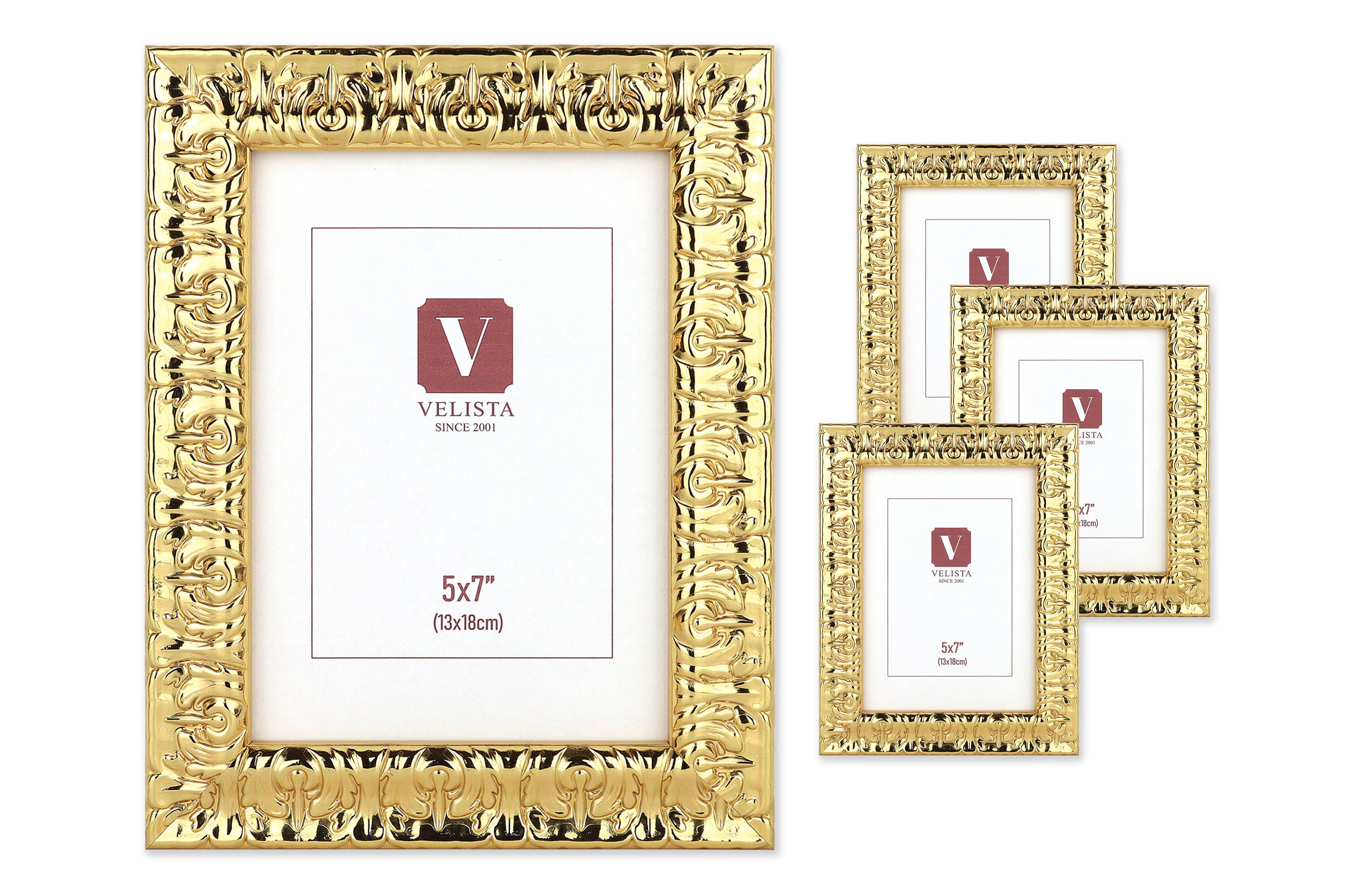 華やかなゴールドのフォトフレーム 4 個セット - バロック スタイルの