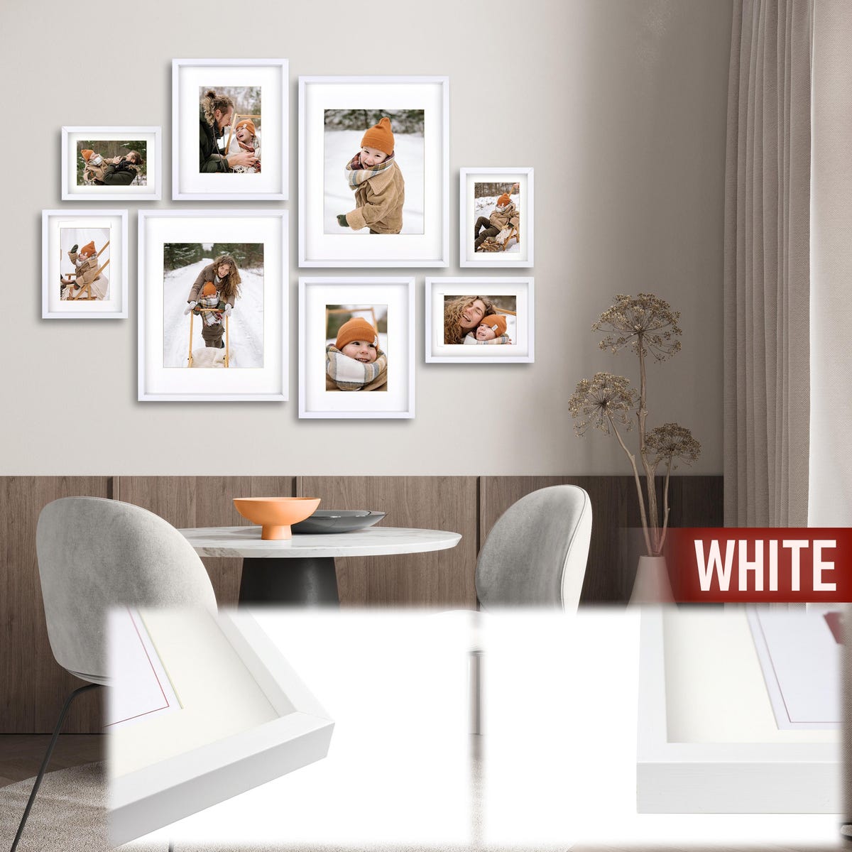 8 Piece Gallery Wall Frame Set - Rustic Photo Frame Set With Mat - Farmhouse Assorted Picture Frames - Picture Frame Set for Wall Collage - Etsy