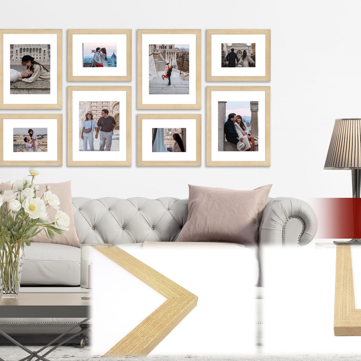 8 Piece Rectangle Gallery Wall Frame Set - Rustic Photo Frame Set With Mat 8.5x11 and 11x14" – Farmhouse Walnut Assorted Picture Frames - Etsy