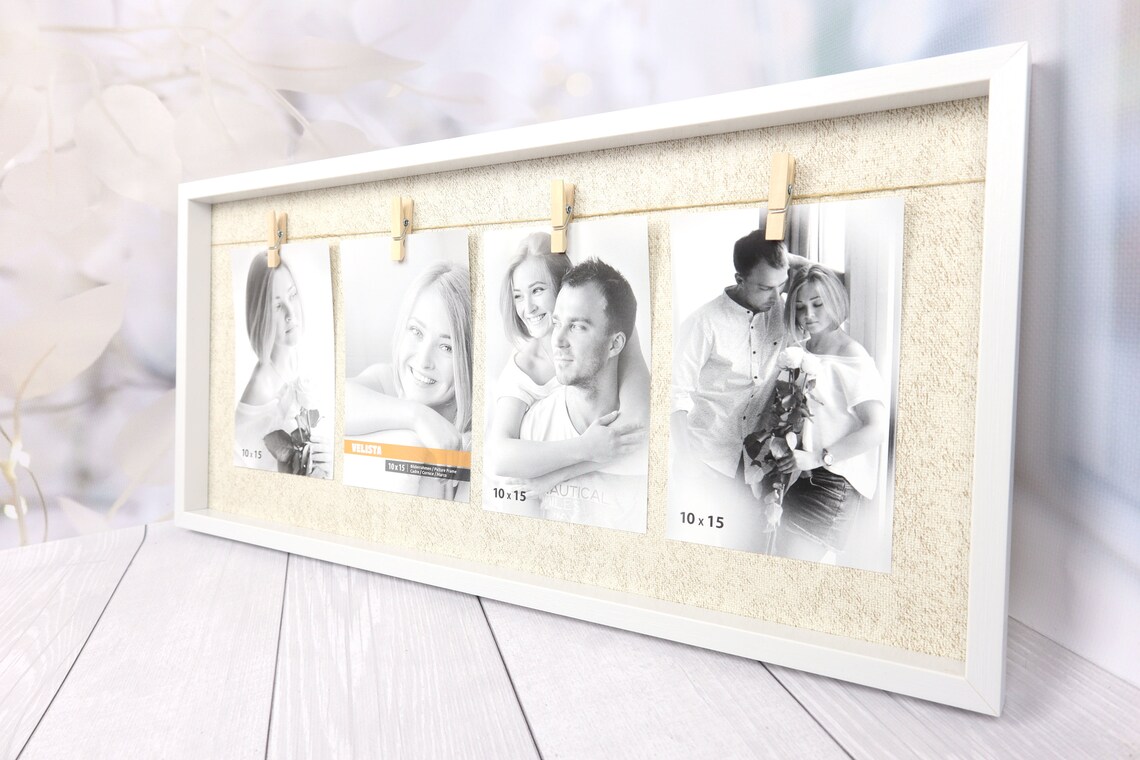 Clip 4 Piece Photo Frame White Picture Frame Collage Clip Etsy