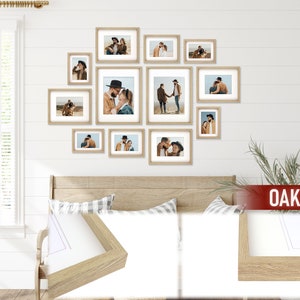 12 Piece Gallery Wall Frame Set StarRustic Photo Frame Set with Mat-Farmhouse Assorted Picture Frames-Picture Frame Set for Wall Collage Oak