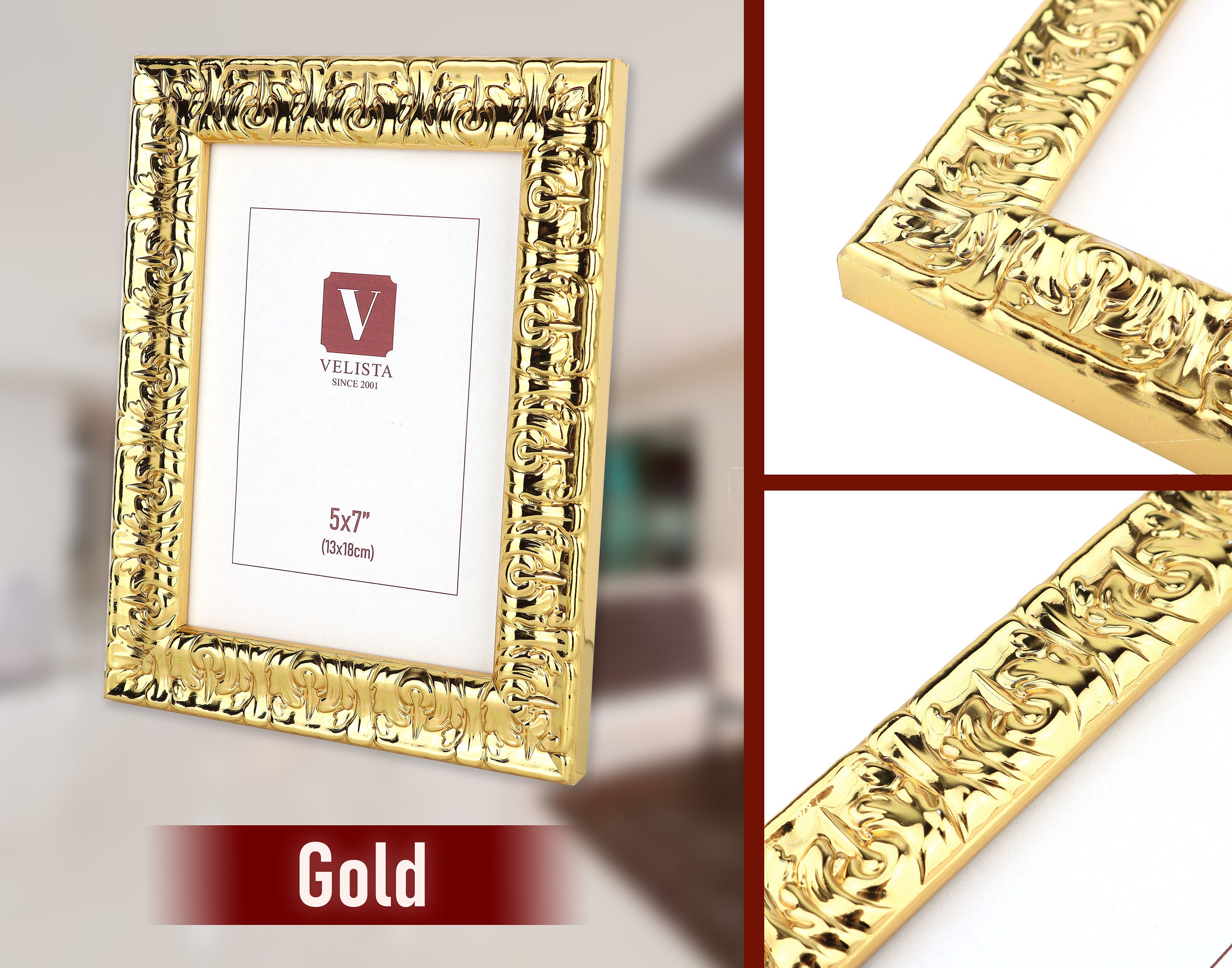 華やかなゴールドのフォトフレーム 4 個セット - バロック スタイルの