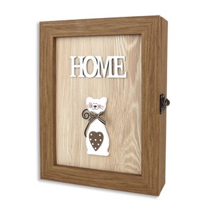 Wooden Key Cabinet for Wall Rustic Key Box With 6 Hooks Farmhouse Key ...