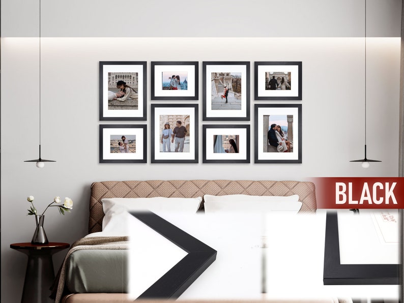 8 Piece Rectangle Gallery Wall Frame Set Rustic Photo Frame Etsy