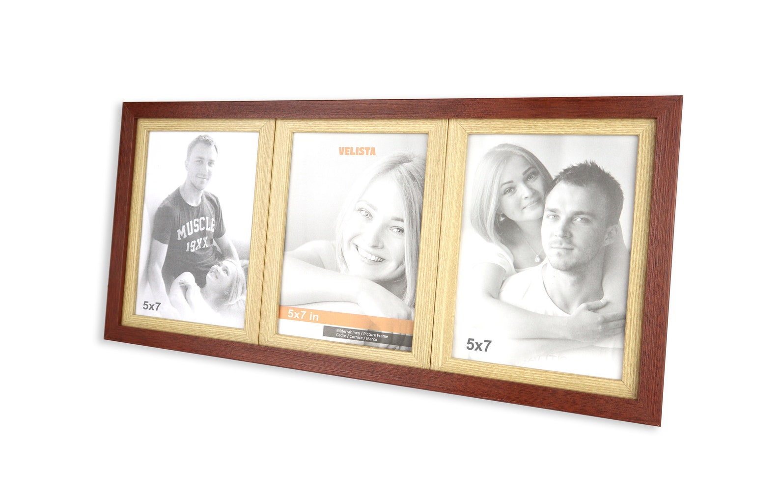 Brown Collage Picture Frame With 3 Openings, Photo Collage Frame, Multi Photo Frame, Photo