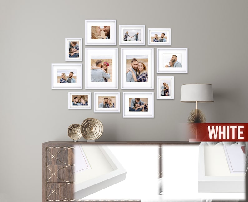 12 Piece Gallery Wall Frame Set StarRustic Photo Frame Set with Mat-Farmhouse Assorted Picture Frames-Picture Frame Set for Wall Collage White