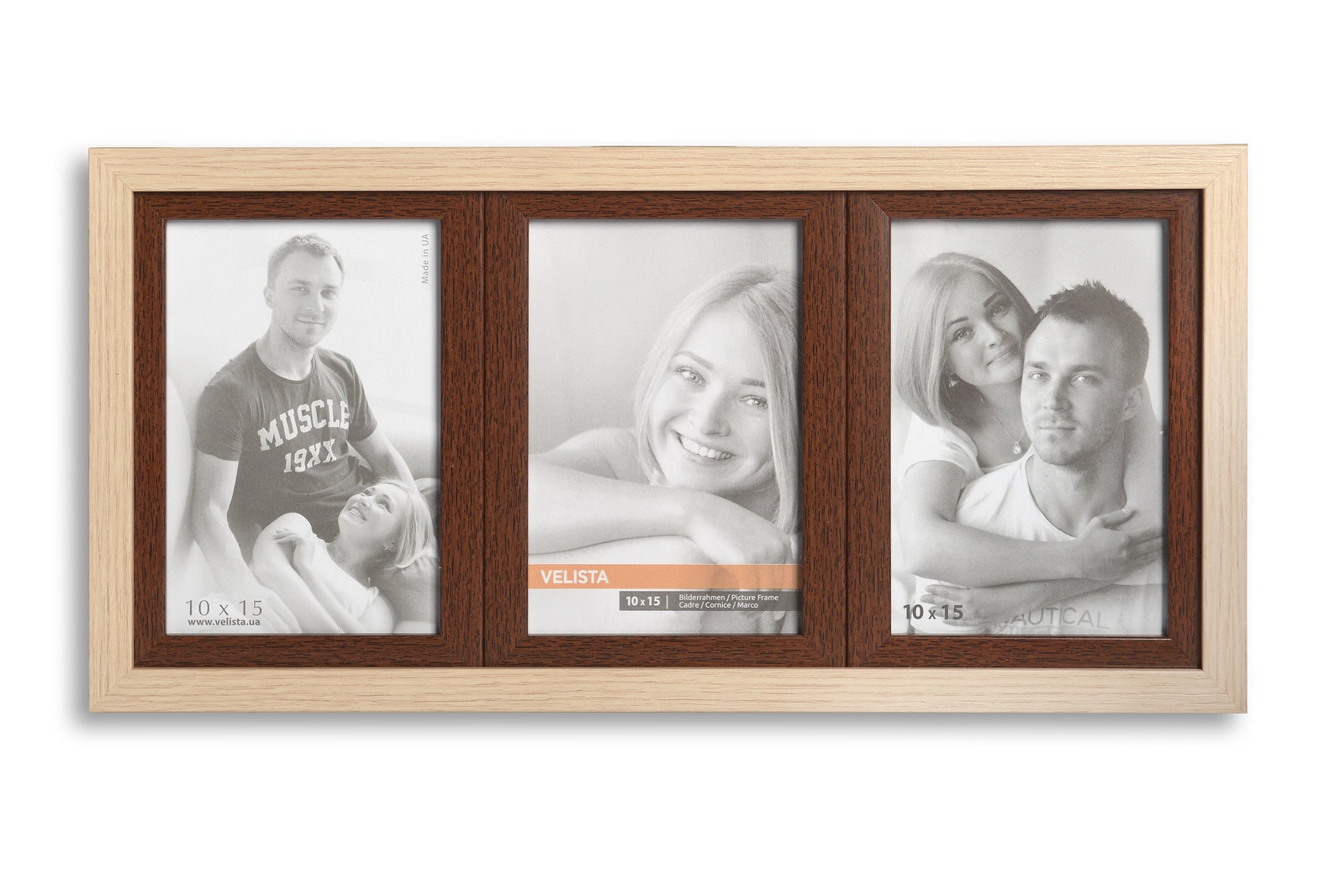 Brown Collage Picture Frame With 3 Openings Photo Collage Etsy