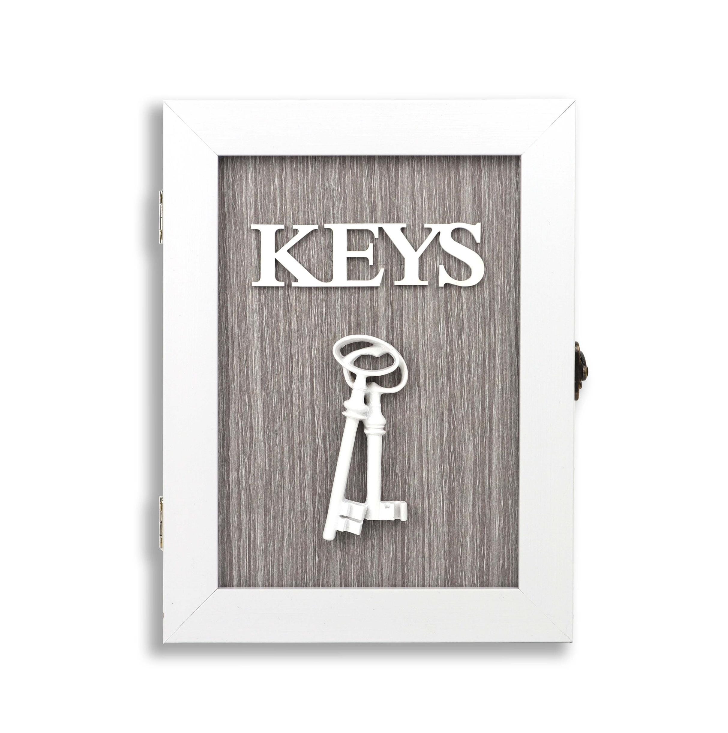 Key Box Rustic White/walnut Wooden Key Cabinet for Wall, Rustic Key Box With 6 Hooks ...