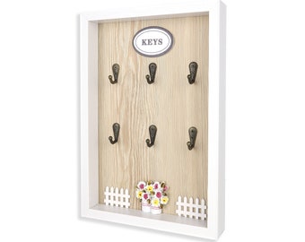 Wooden Key Holder - White Key Holder - Wooden Key Holder - Key Holder - Wall Key Rack – Rustic Key Box  - Key Sorter -  Key Box Storage