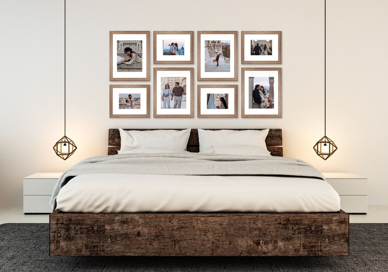 8 Piece Rectangle Gallery Wall Frame Set Rustic Photo Frame Etsy