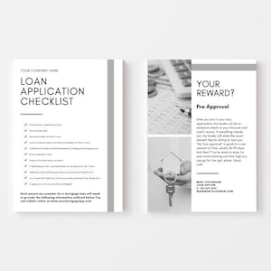 Loan Application Checklist | Editable Template | Real Estate Finance Resource | Lender Resource | Real Estate Marketing