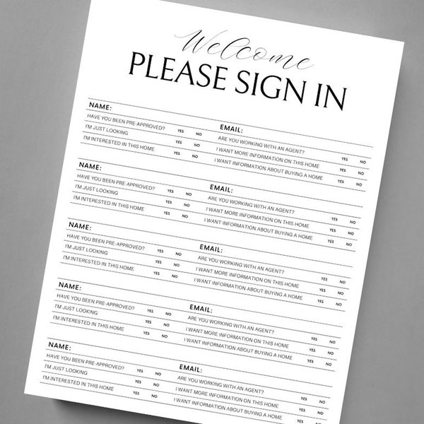 Open House Sign-In Sheets | Real Estate Printable | Real Estate Marketing | Open House | PDF | Instant Download | Realtor Sign | Real Estate