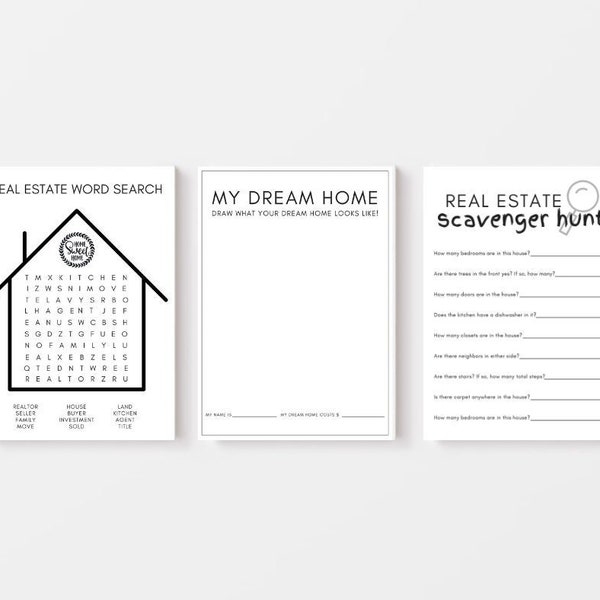 Real Estate KIDS KIT | Open House Printable | Real Estate Marketing | Kids Printable Entertainment Sheets | PDF