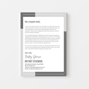Plantilla de carta de prospecto de agente inmobiliario / Marketing inmobiliario / Agente inmobiliario personalizado / Plantilla de bienes raíces / Canva / Propietario / Volante editable