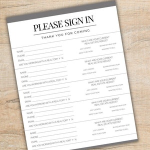 Editable Open House Sign-In Sheets | Real Estate Printable | Real Estate Marketing | Open House | PDF | Instant Download | Editable Template