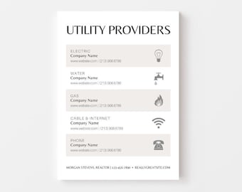 Utility Provider Template | Utility Recommendations | Editable | Realtor Referrals | Buyer Tools | Buyer Kit | Real Estate Marketing | Canva