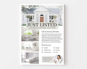 Real Estate Flyer Template | Just Listed Flyer | New Home Flyer | Real Estate Marketing | Customize | Editable | Canva