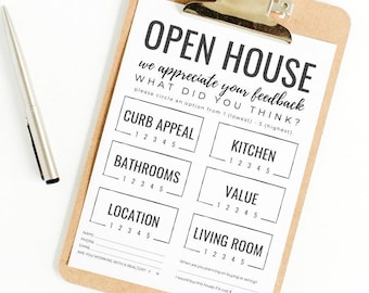 Open House Feedback Form | Real Estate | Open House Printable | PDF | Realtor Tools | Real Estate Marketing | Instant Download
