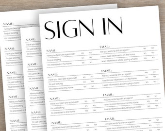 Editable Open House Sign-In Sheets | Real Estate Printable | Real Estate Marketing | Open House | PDF | Instant Download | Editable Template