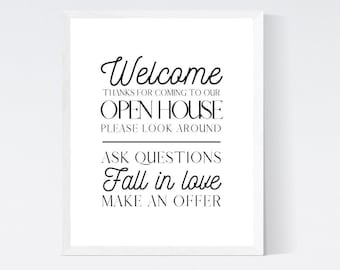 Opendeurbord | Welkomstbord | Direct downloaden | Decoratie opendeurdagen | Afdrukbaar onroerend goed | Download makelaar