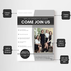 Realtor Recruiting Flyer Real Estate Team Flyer Real Estate Marketing Real Estate Template Realtor Tools Real Estate Brokerage image 3