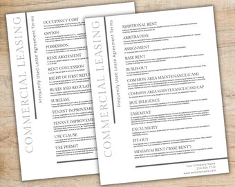 Commercial Lease Terms | Commonly Used Lease Terms | Real Estate Marketing | Realtor Flyer | Editable Commercial Real Estate Resource