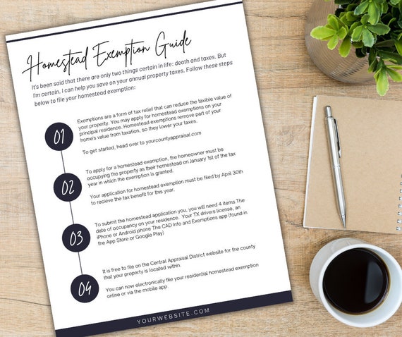 Homestead Exemption Guide | Realtor Template | Lender Template | Real Estate Marketing | Real Estate Handout | Buyer Resources | Tax Help
