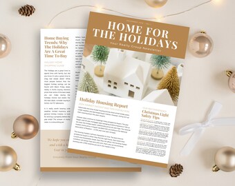 Realtor Christmas Newsletter | Real Estate Holiday Marketing | Real Estate Template | Realtor Marketing | Canva | Editable | Customizable