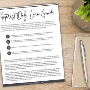 Interest Only Loan Guide | Mortgage | Realtor Template | Lender Template | Marketing | Real Estate Handout | Buyer Resources | Loan Guide
