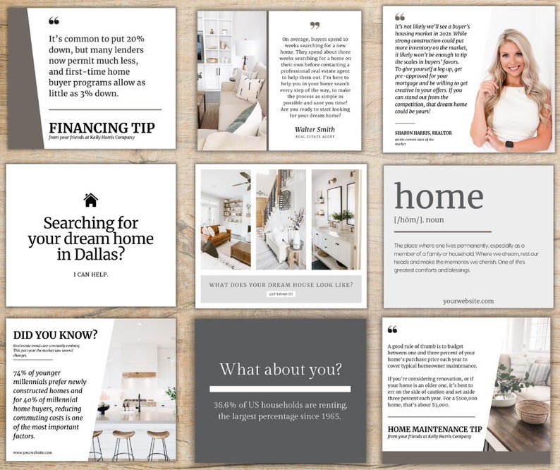 2022 Real Estate Marketing Mix 35 Social Media Graphics Etsy