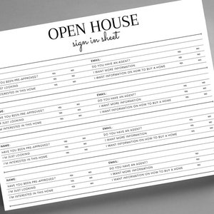 Open House Sign-In Sheets | Real Estate Printable | Real Estate Marketing | Open House | PDF | Instant Download | Realtor Resources
