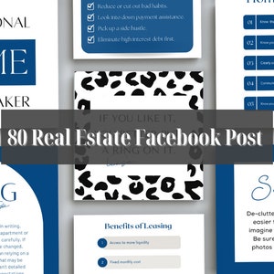 80 Realtor Facebook Graphics | Real Estate Marketing | Editable Real Estate Posts | Realtor Marketing | Facebook Template | Realtor