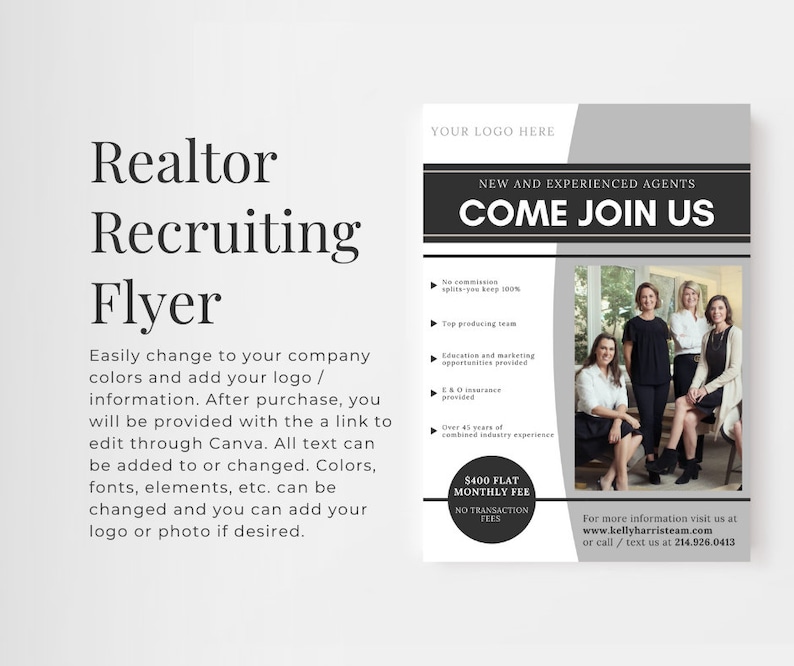 Realtor Recruiting Flyer Real Estate Team Flyer Real Estate Marketing Real Estate Template Realtor Tools Real Estate Brokerage image 2