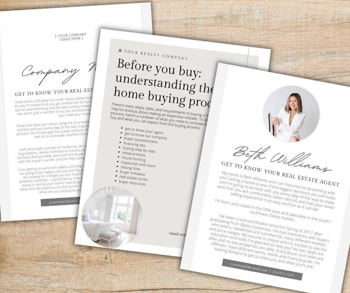 Buyer Guide Editable Template for Realtors Buyer Packet | Etsy