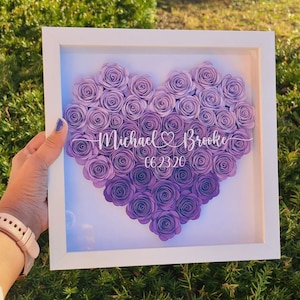 9x9 Personalized Heart Flower Shadow Box/Couple's Gift/Shadow Box/Valentine's Day Gift/Gift for Couples/Wedding Gift/Engagement shadowboxes