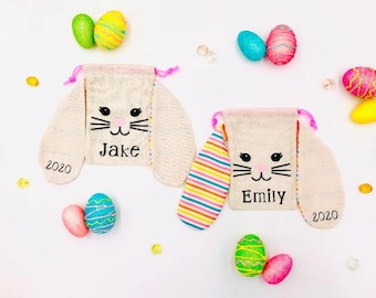 Easter Treat Bags/Easter Gift for Kids/Personalized Easter Treat Bags/Easter Basket Stuffers/Easter Bunny Gift Bags/Easter Favors/Bunny sack
