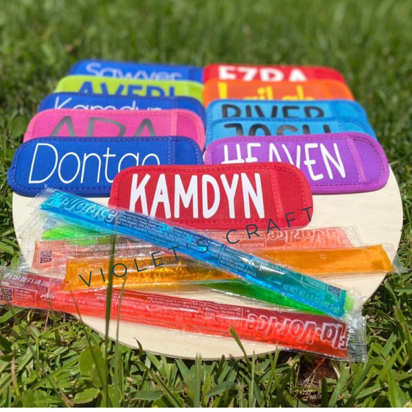 Personalized Popsicle Holder for kids Ice Pop Sleeve/ Anti-Freezing Pocket/Summer Birthday Party Favor/ Popsicle Holder/ Freeze Pop Holder