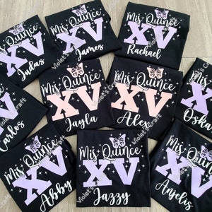 Includes FREE personalization, Mis Quince Squad Shirt, Quinceanera Gift, Quince Party Tee, 15th Birthday Gift, Matching Birthday Shirts, XV