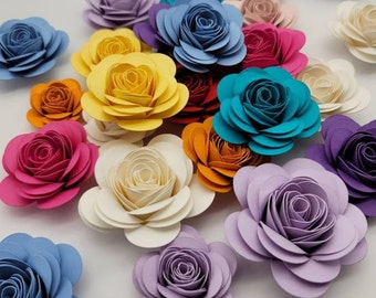 Handmade Rolled Paper Flowers - DIY Decorations, Set of 12