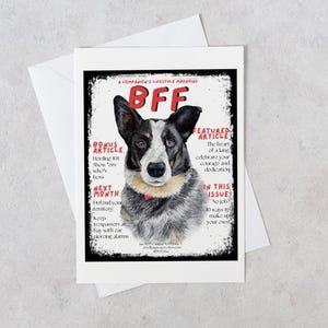 funny dog greeting card, Australian cattle dog gift, blue heeler gift, gift for dog lovers, blank card with envelope