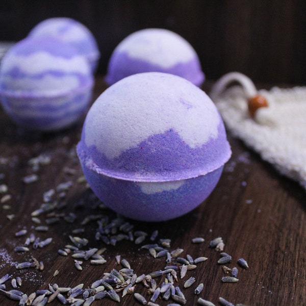 Lavender Bath Bomb | Glitter Bath | Ecofriendly Bath | Lavender Essential Oil Bath Bomb | Essential Oil Soak | Purple Bath Bombs | Spa Gifts