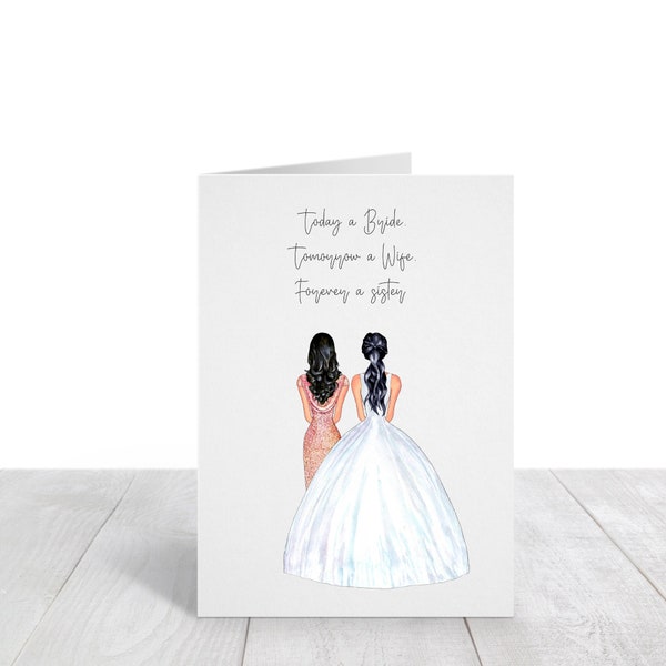 To my Sister on her wedding Day, Wedding Day Card, Wedding Card, Custom Card to my sister on her wedding day, Personalized Card, DIGITAL