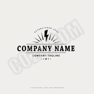 Electrical Company or Electricians Vintage Style Pre-made Logo Design with Hand Drawn Illustration (eps, svg, jpeg, pdf, png files)