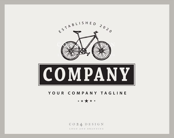 Mountain Bike Logo, Vintage Style Bicycle Logo, Pre-made Bike Store Logo Design, Bicycle Shop (eps, svg, jpeg, pdf, png files)