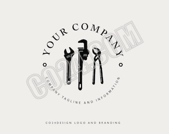 Plumbers Pre-made Logo, Vintage Style Plumbing Logo, Plumbing Tools Logo, Hand Drawn Tools Illustration (eps, svg, jpeg, pdf, png files)